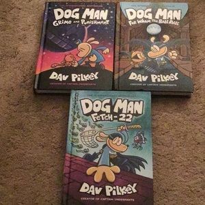 Host Pick! NEW Hard Cover Set of Five 3 DOG MAN kids books novels by Dav Pilkey